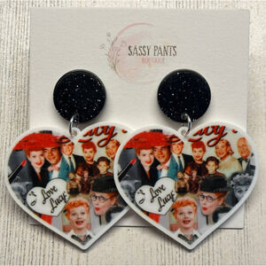 I Love Lucy Character Heart Earrings NEW